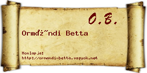 Ormándi Betta névjegykártya